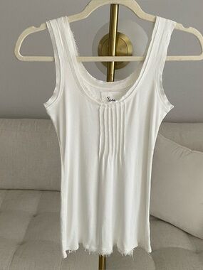 Vintage Y2K Linq Los Angeles Cotton Silk Chiffon Trim Full Length Tank Off-White